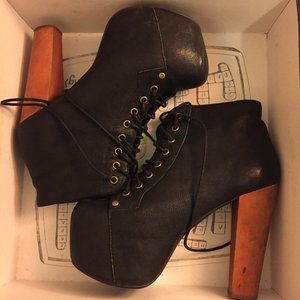 Jeffrey Campbell Black Leather Lita size 7